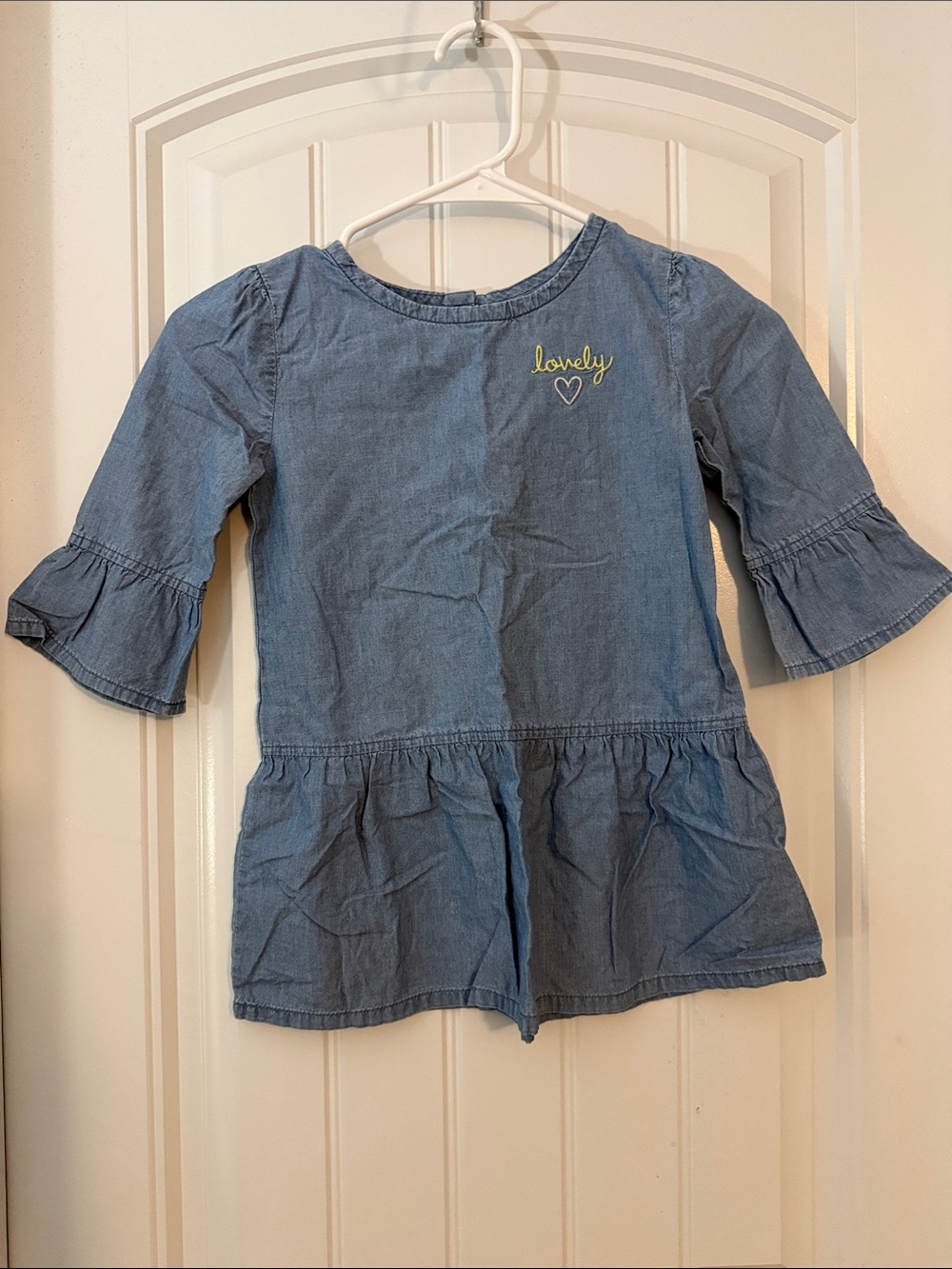 Carter's Light Blue Denim Tunic with 'lovely' Embroidery